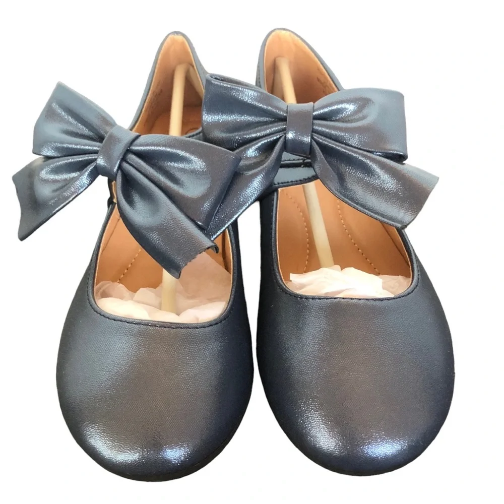 Honey Bunny Blue Sparkly Big Bow Ballet Flats size 3